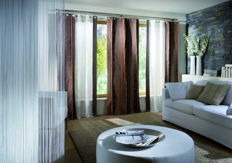 cortinas salon diseño moderno marrones