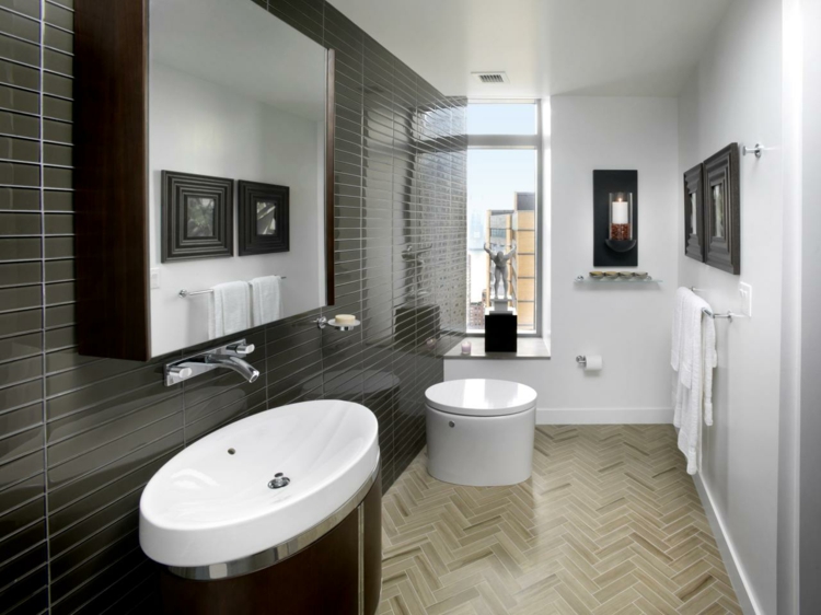 cuartos de baño modernos grises blanco marrones