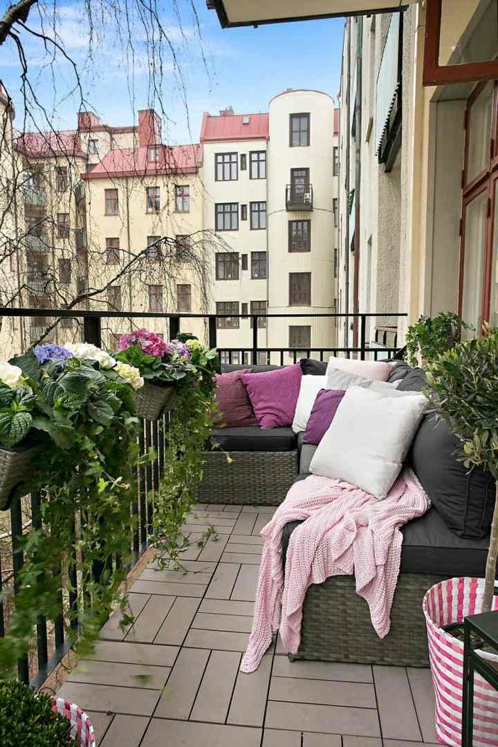 decorar terrazas tonos rosa