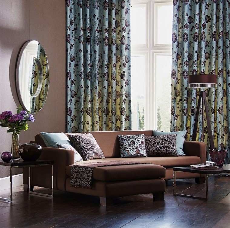 decoracion de salones modernos cortinas estampas originales ideas