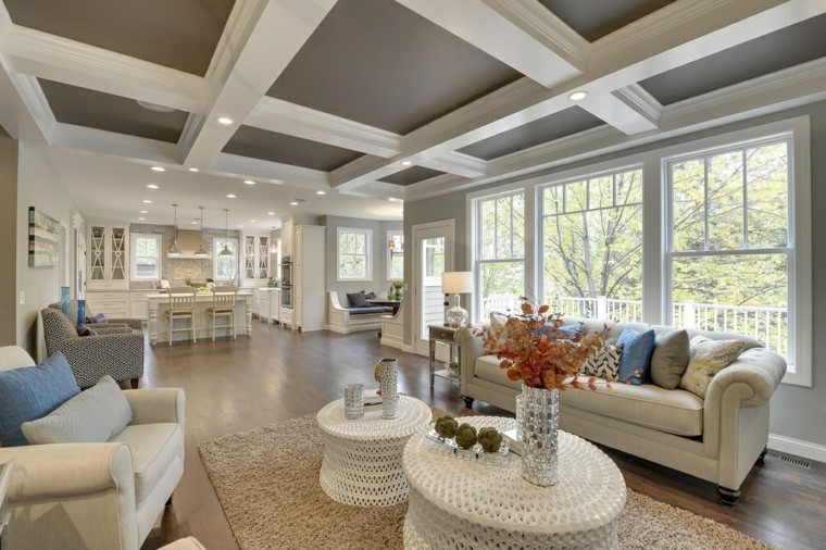 decoracion interiores salones mesitas blancas ventanas ideas