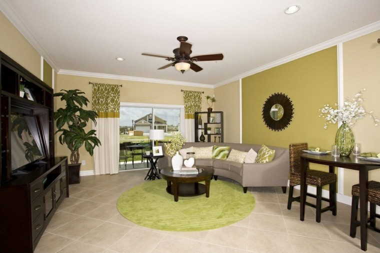 decoracion interiores salones pared verde ideas