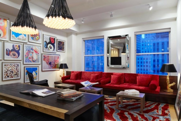 decoracion interiores salones sofa grande roja ideas