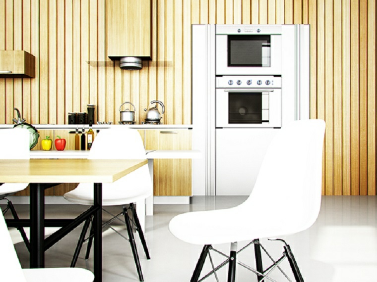 decoraciones de cocinas sencillas pared madera ideas