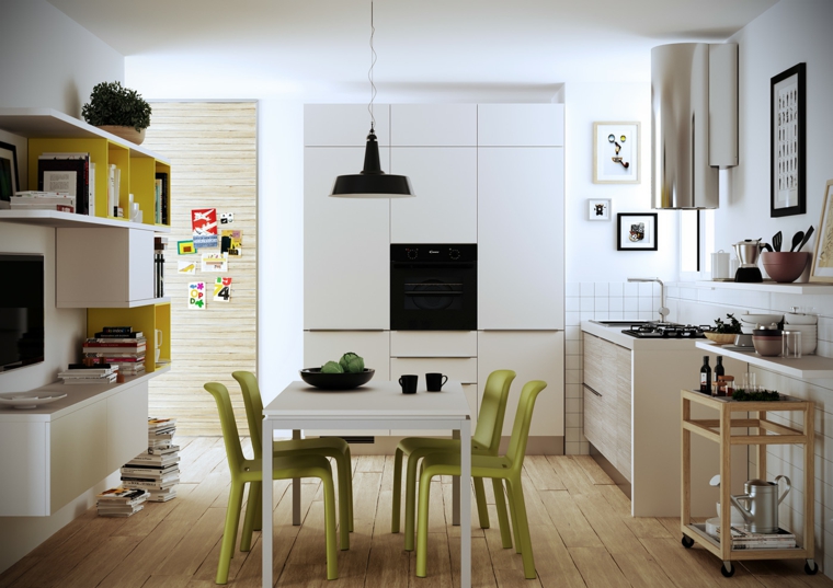 decoraciones cocinas sensillas sillas verdes preciosas ideas