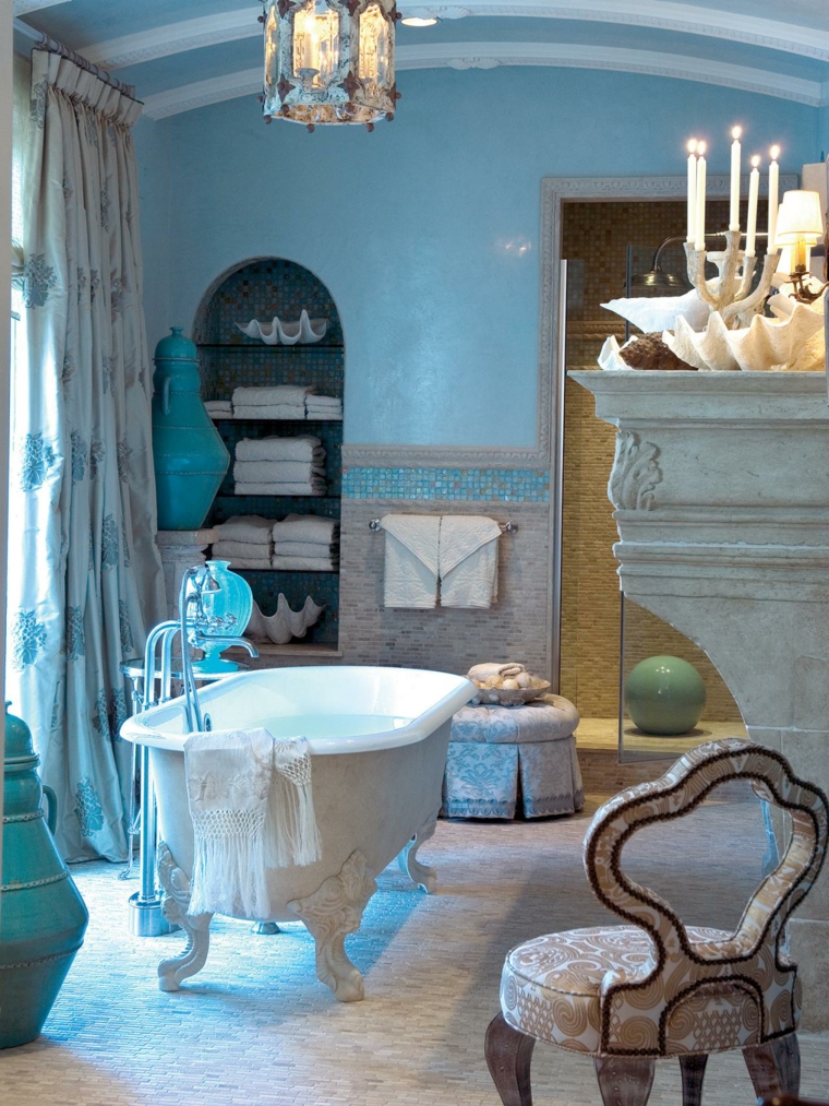 decoraciones de cuartos de baño azules clasico lamparas