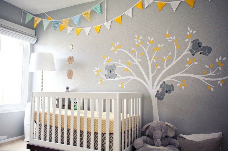 decorar habitacion bebe arbol pintado pared ideas