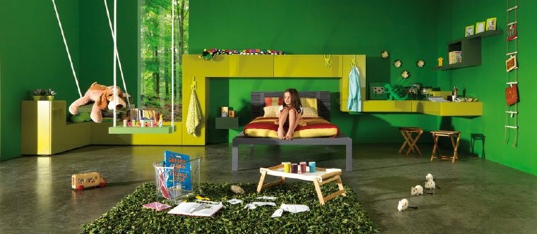 diseño habitacion infantil color verde