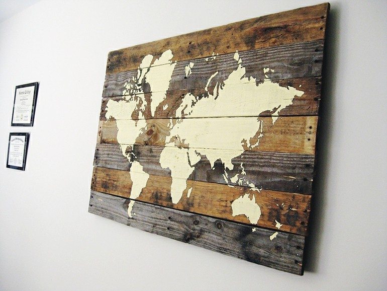 diseño mapa madera deco pared