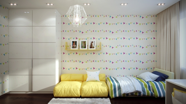 diseño dormitorio paredes modernas deco