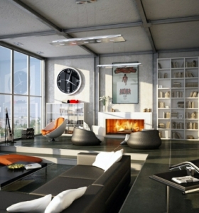Salon con chimenea, creando ambientes elegantes.