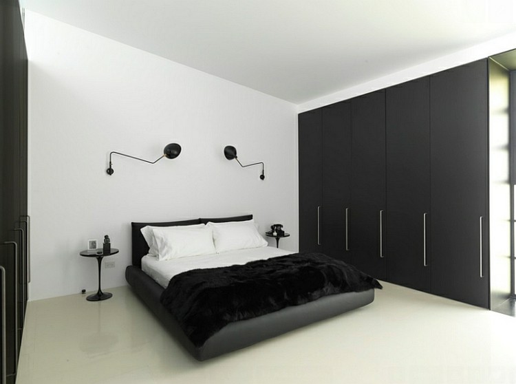 dormitorio diseño blanco negro