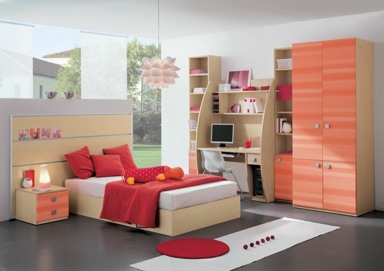 dormitorio infantil de color coral dormitorio infantil muebles color coral