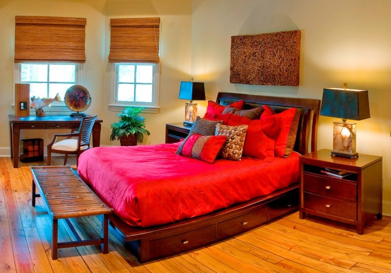 original diseño de dormitorio de madera dormitorio madera cama roja deco