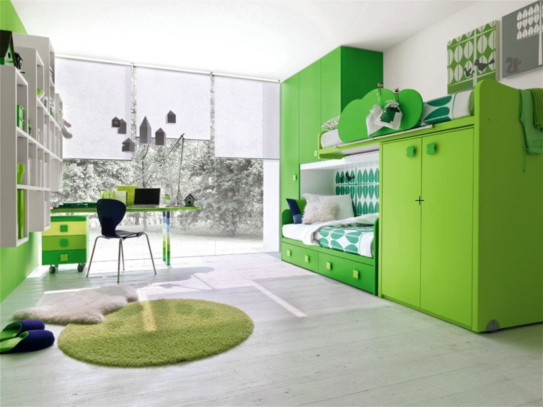 estupendo diseño cuarto infantil verde