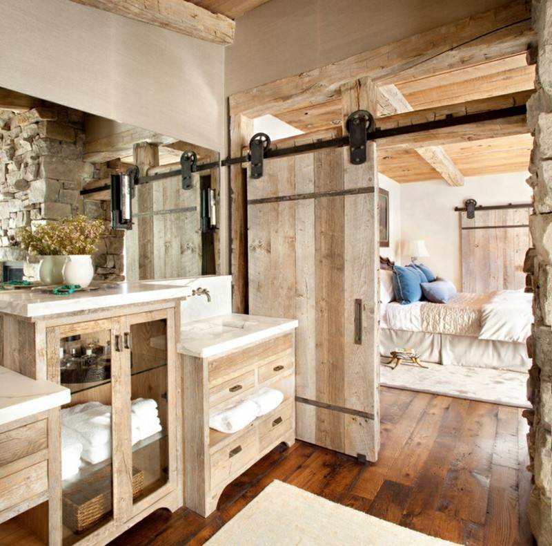 habitacion rustica cuarto baño madera