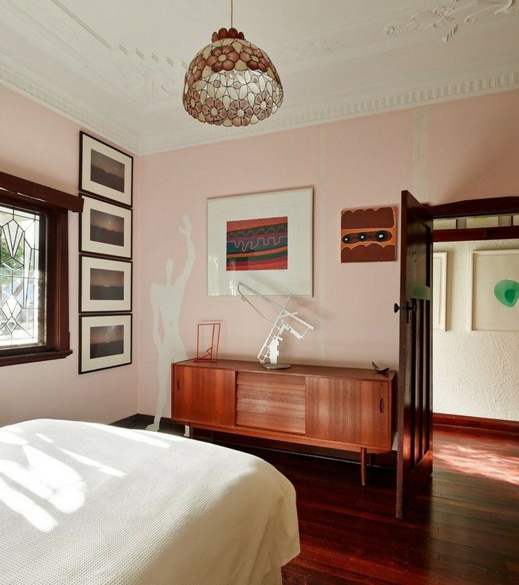 habitacion moderna pared color rosa