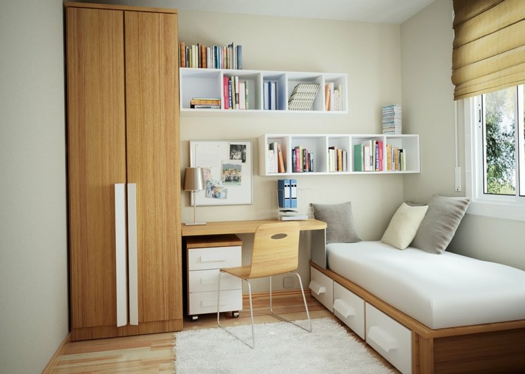 ideas de decoracion para dormitorios pequeños muebles madera