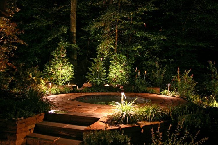 estilos casas jardines bombillas led ideas frondoso fuente