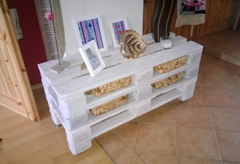 mesilla de recibidor de pallet de madera mesilla recibidor pallet madera blanca