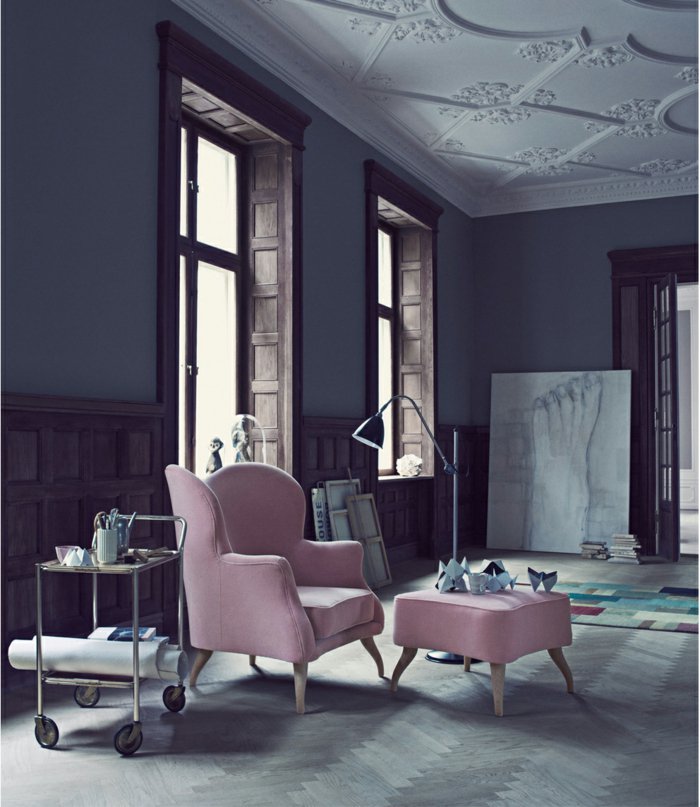 mobiliario diseño centro grises rosa