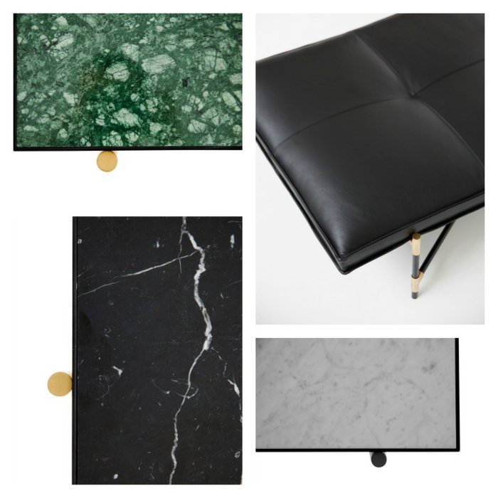 mobiliario diseño mesa cuero marmol