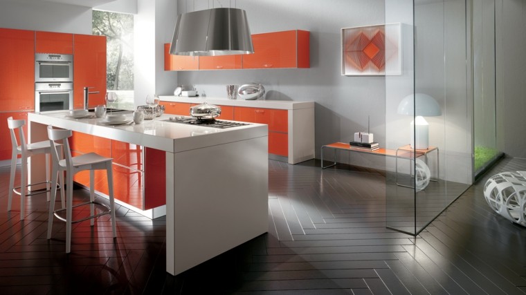 muebles de cocina modernos color naranja ideas