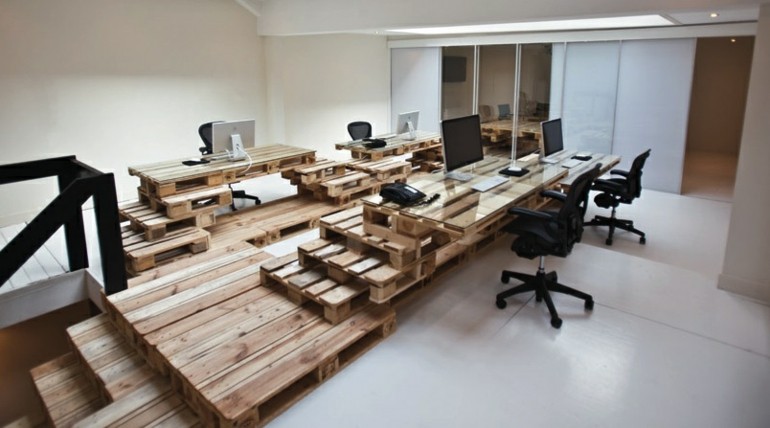 oficina con muebles de pallet de madera oficina muebles pallet deco madera
