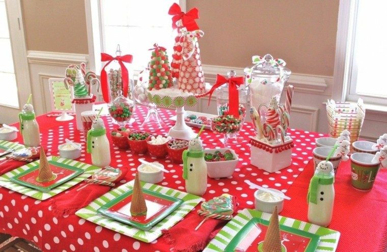 original mesa decorada roja verde