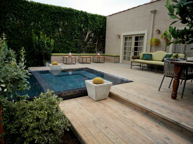 piscina elementos diseño grises jardineras