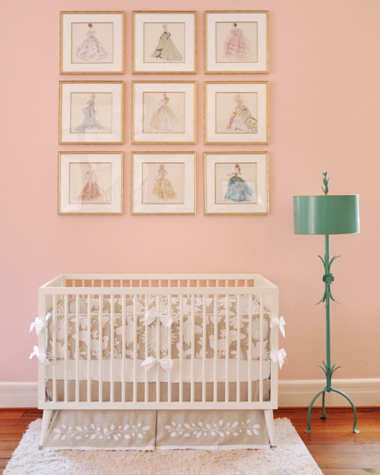 paredes claras rosa detalles decorado sabanas lamparas infantil