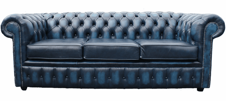 sofa chester piel color azul