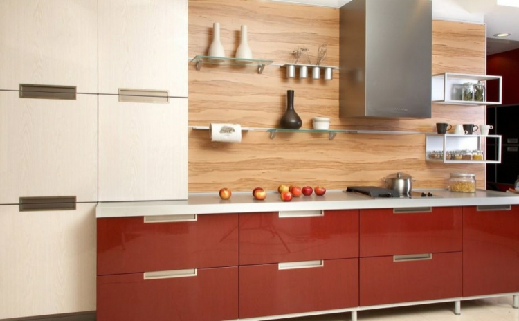 amueblar cocinas variaciones rojos brillos cristales