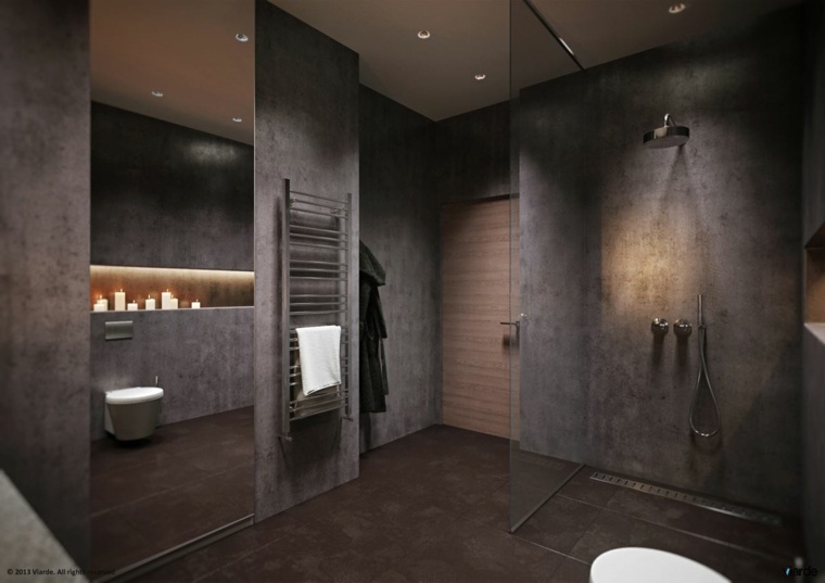 baño estilo moderno paredes cemento