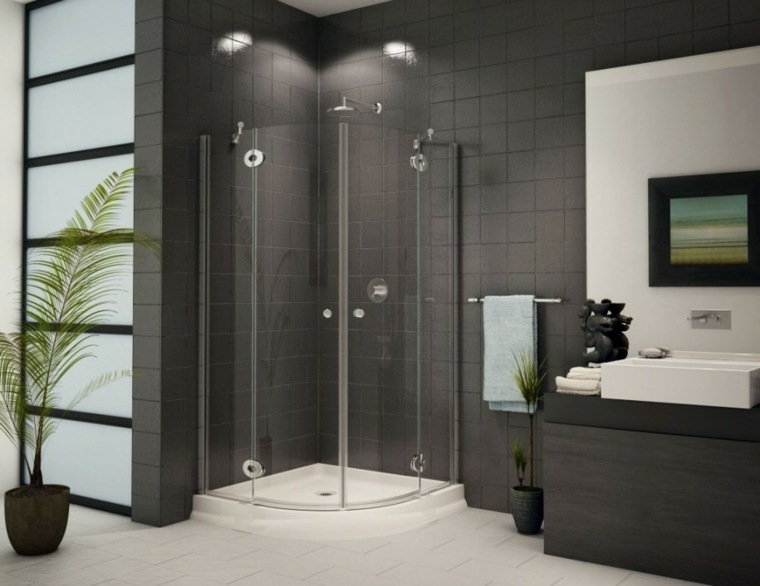 bonito diseño baño moderno gris