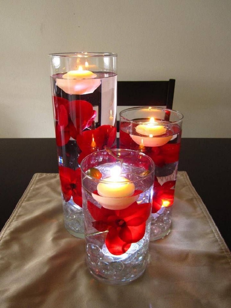 bonitos centros petalos rojos velas