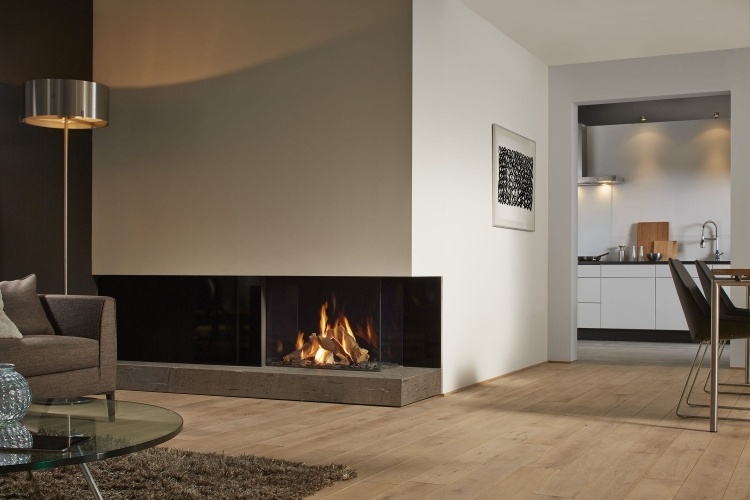 chimenea pared diseño moderno vidrio