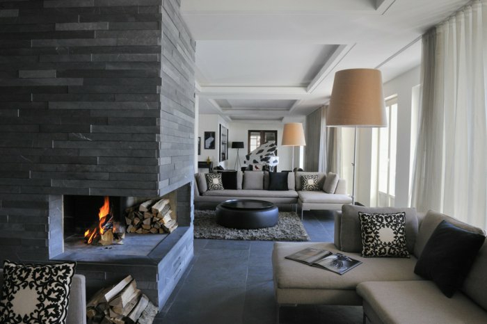 chimeneas salones paredes soluciones blanco grises