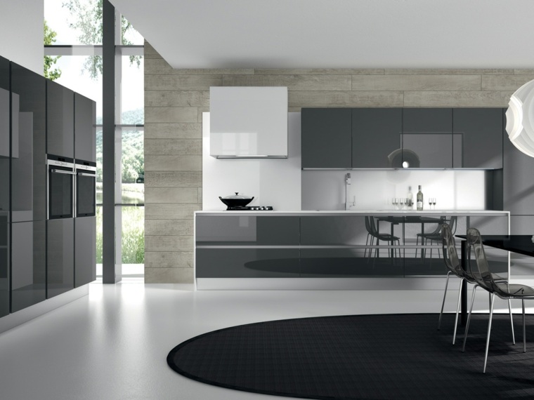 cocinas blancas y grises diseño moderno gris