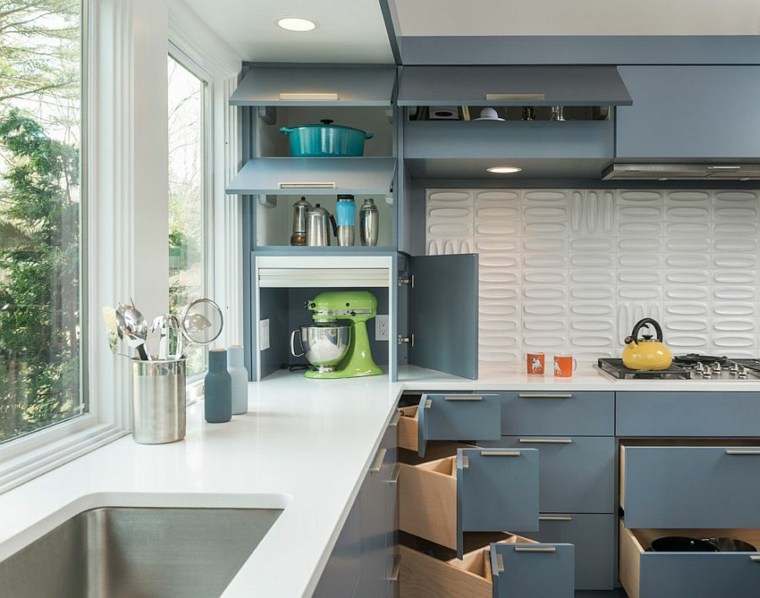 cocina diseño moderno gris azulado