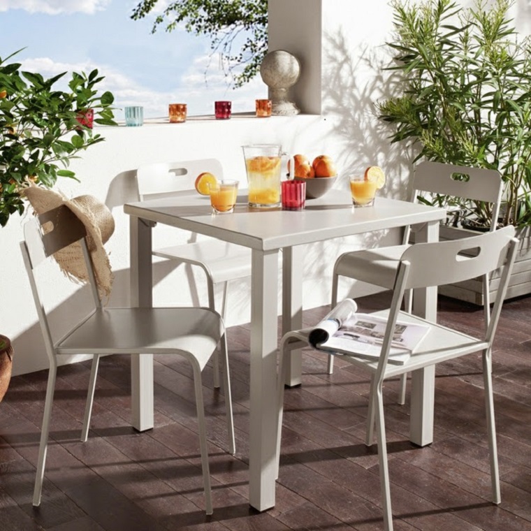 muebles sencillos y funcionales conjunto muebles exterior blancos