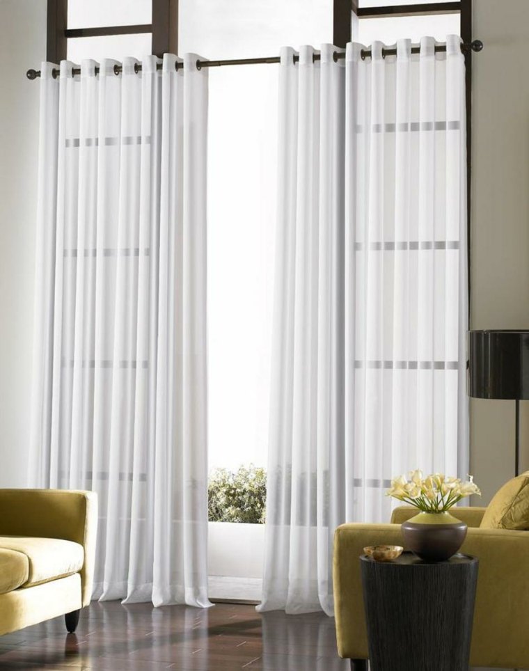 cortinas blancas lisas salón transparentes