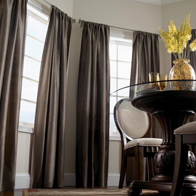 cortinas lujosas color gris marrón