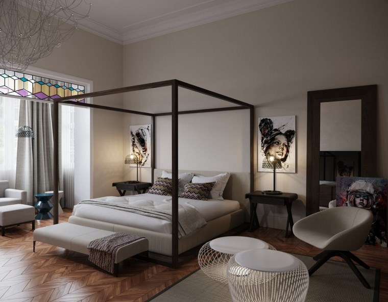 decoracion dormitorios moderno amplios cama dosel ideas