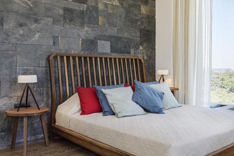 decoracion dormitorios moderno cama madera mesita ideas