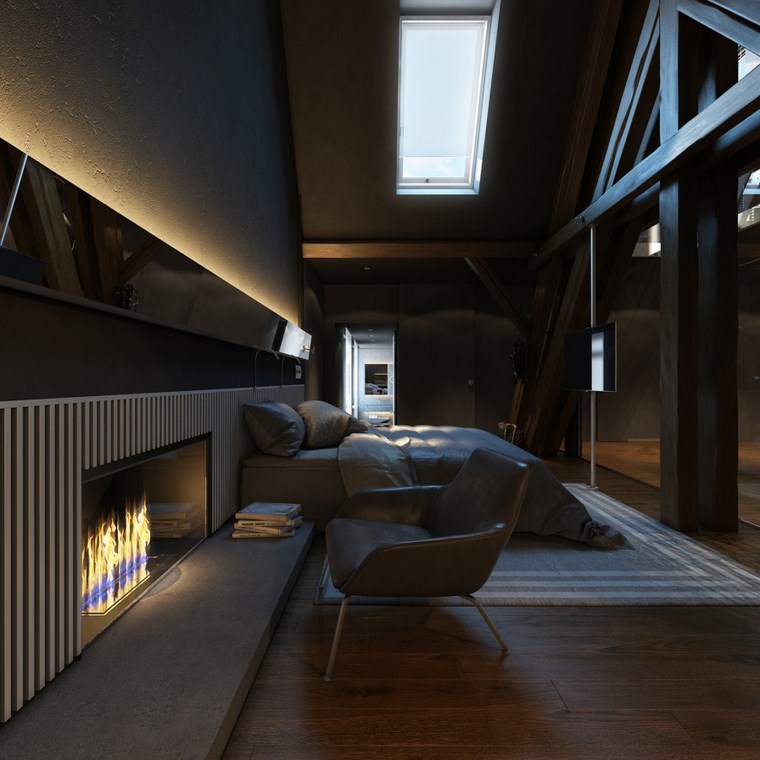 decoracion dormitorios moderno chimenea ideas