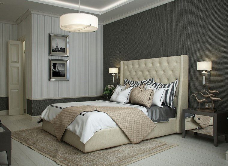 decoracion dormitorios moderno gris cama original ideas