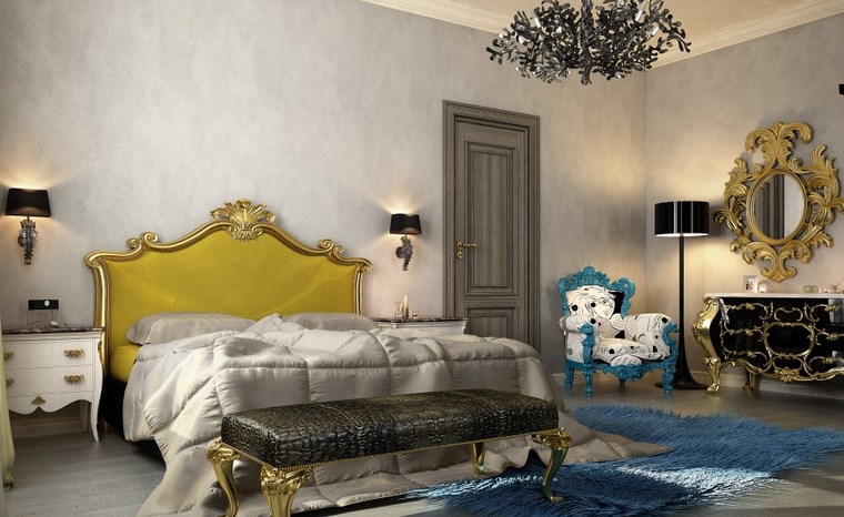 decoracion dormitorio moderno respaldo cama amarillo ideas