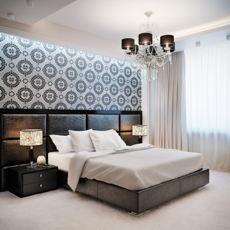 decoracion dormitorio moderno respaldo cama negro ideas