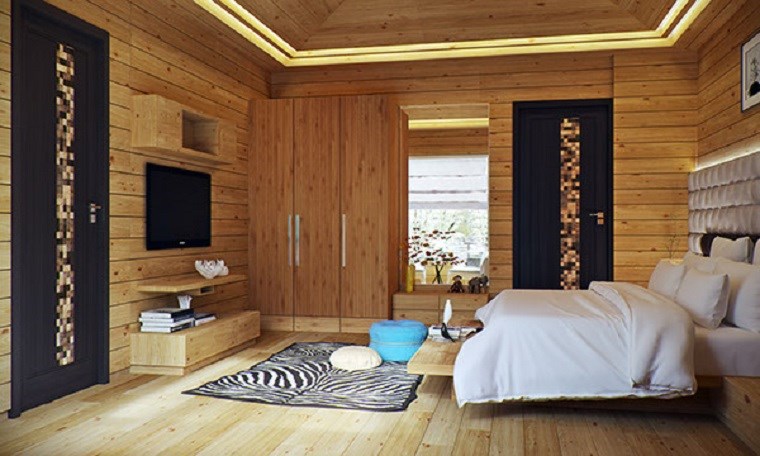 decoracion dormitorio moderno suelo paredes armario madera ideas
